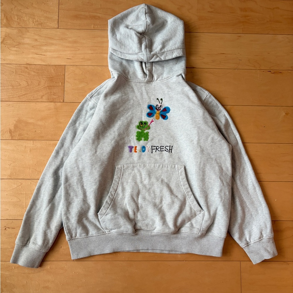 Teddy Fresh Light Gray Hoodie with Embroidered Logo